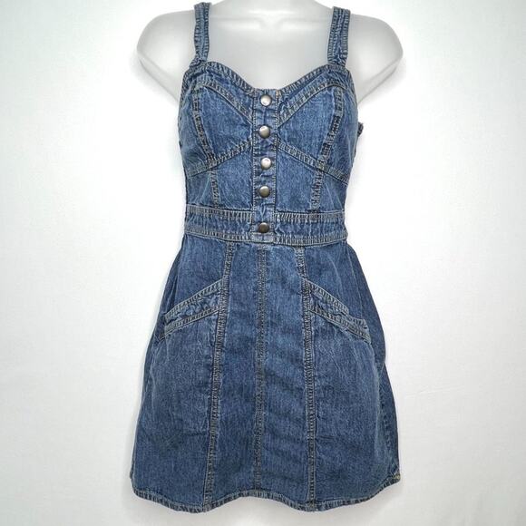 Japna Denim Sweetheart Neckline Mini Dress Small - Picture 2 of 8